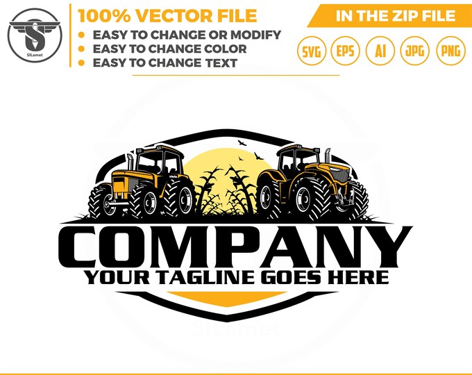 Tractor Farm Logo Template - farm logo- tractor logo - farming tractor logo