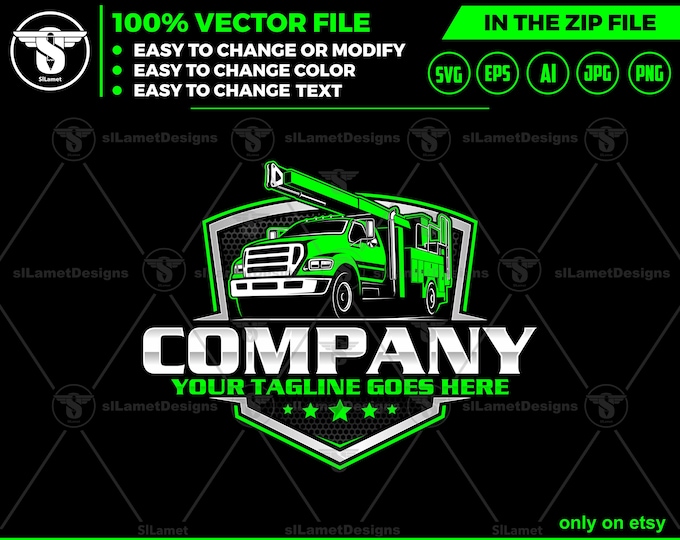 Bucket Truck Logo: Tree Service Vector Graphics (Digital Download)