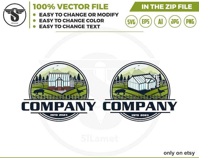 greenhouses and farm logo, farm logo, agriculture logo, plantations logo, breeders logo, greenhouses logo