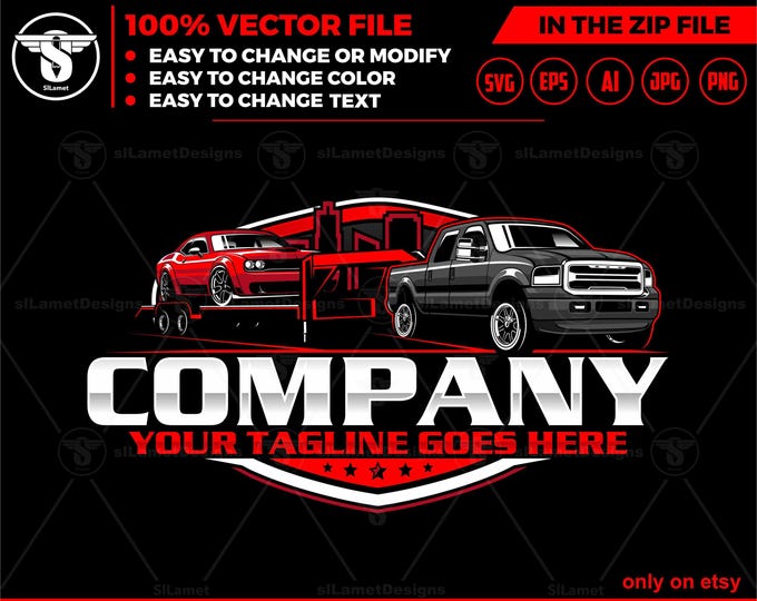 hotshot logo - pickup and flatbed trailer logo - truck towing logo - towing Company Logo - hauler trailer logo - 2002 Ford F-350 Super duty