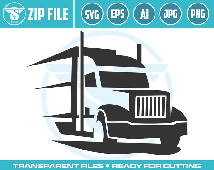 Semi Truck Trailer svg, Truck Driver Trucker Big Rigg 18 Wheeler Semi Tractor Trailer Shipping Trucking Logo .SVG Vector Cricut Cut Cutting