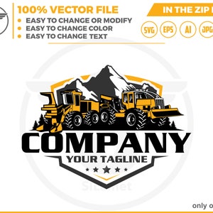 Logging Equipment Logo: Heavy Machines Vector Graphics (Digital Download)