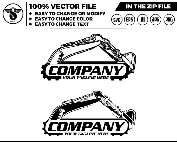excavator silhouette logo template - bucket excavator LOGO - construction logo - digging logo - earth digging logo - excavator svg