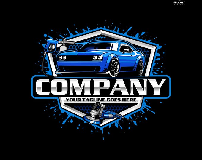 Auto Detailing Logo: Editable Vector for Car Wash & Cleaning Branding (SVG, EPS, PNG)