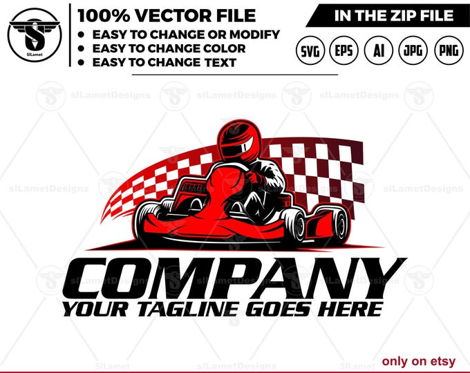 Racer logo,  Go Kart SVG, Go Kart logo, Go Kart Racing , GoKart Racer, karting, svg  printable Vinyl/ Sticker, Cut Files for Cricut, Vector