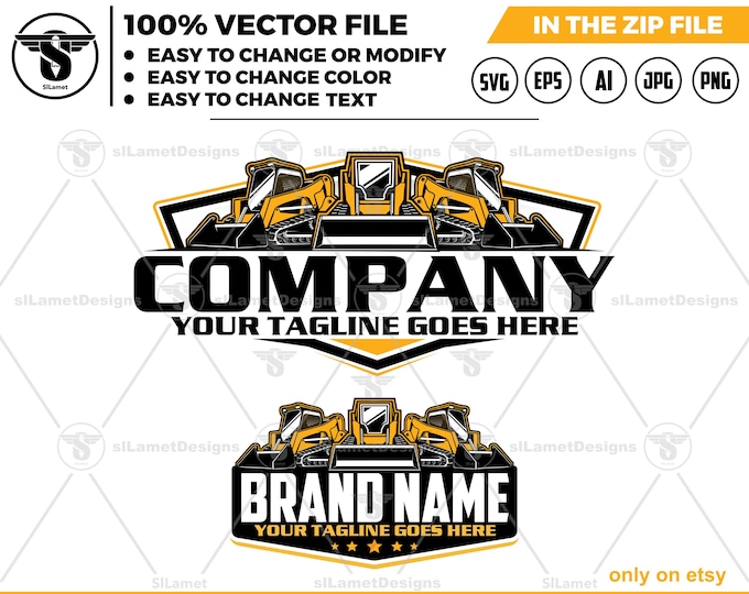 Skid steer loader logo - Skid Steer svg - Compact Loader Logo - Construction Equipment logo - Mini Loader logo - Heavy Machinery logo