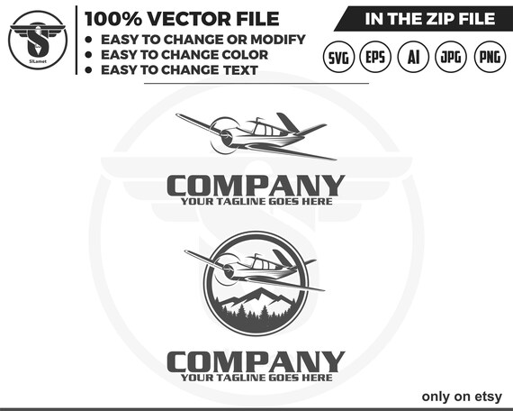 Light aircraft logo - private planes logo - small planes logo - airplanes logo