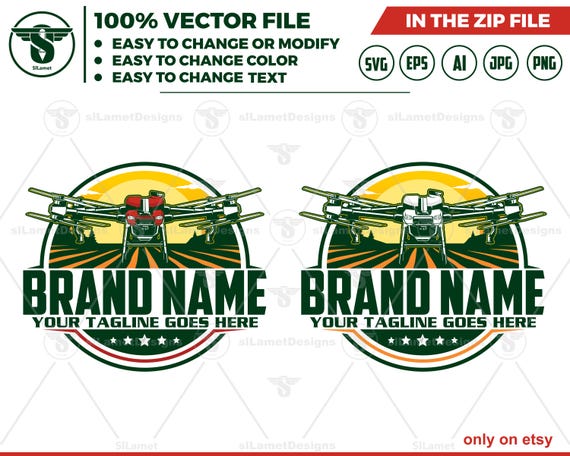Agricultural Drone Logo - Farm Drone Logo Template - Digital Download - Precision Farming Branding Design - Agras T50