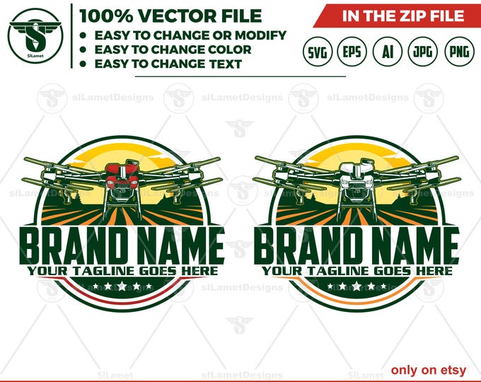 Agricultural Drone Logo - Farm Drone Logo Template - Digital Download - Precision Farming Branding Design - Agras T50