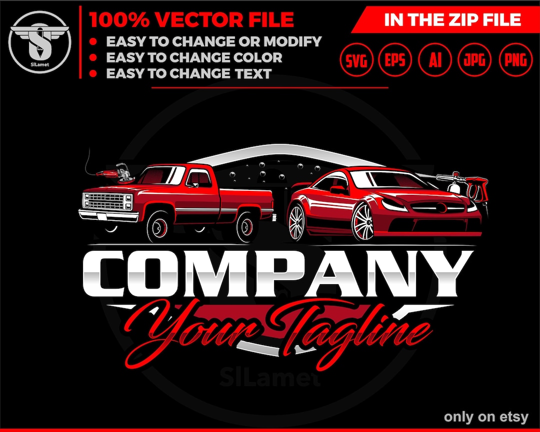 Pickup Truck and Sport Car Wash Car Wash Pickup Truck Logo Template Car