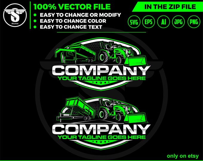 tractor and dump trailer logo - Bumper Pull Dump Trailer logo - dump trailer logo - trailer towing logo