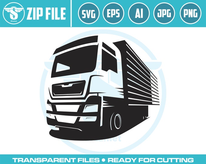 Truck box svg Semi Truck Trailer svg, Trucker Big Rigg 18 Wheeler Semi Tractor Trailer Shipping Trucking Logo .SVG Vector Cricut Cut Cutting