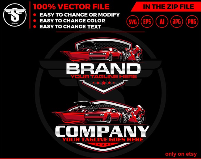 motorbike, car,  boat logo,  rv logo , vehicle storage logo,  boat, Speedboat, automotive logo
