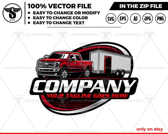 pickup pull enclosed trailer logo - trailer shipping logo - trailer logo, box trailer logo - pickup and enclosed trailer