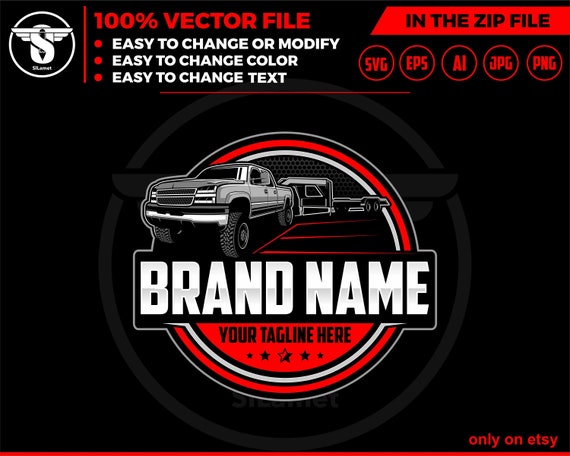 pickup and car hauler trailer logo - pickup and trailer logo - trailer towing logo - towing Company Logo - 2014 GMC Sierra 1500 Denali , GMC
