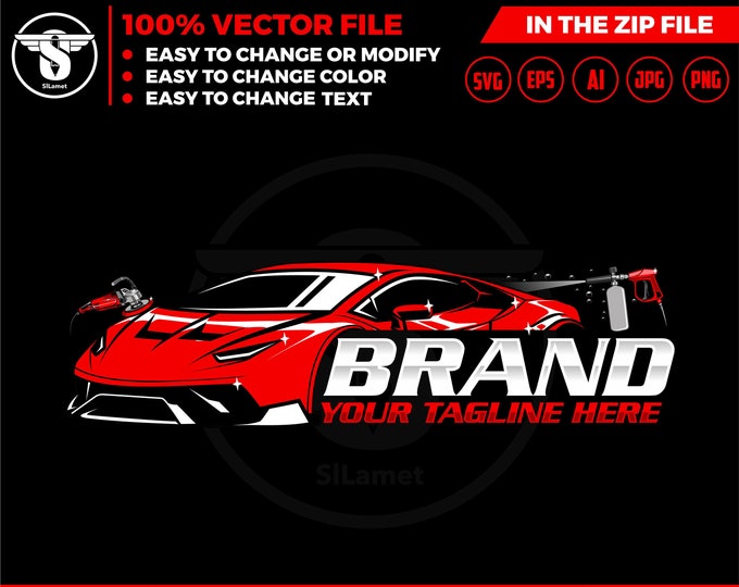 luxury cars auto detailing - sport car detailing logo template - Car Detailing Services logo - car wash logo template