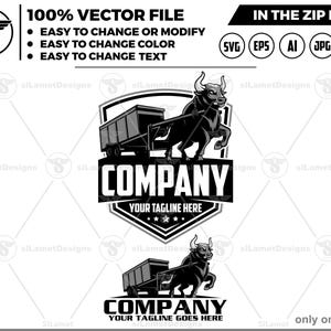bull pulling dump trailer logo, bull dump trailer rental logo, logo svg, Dumpster Logo , dump rental logo - bumper pull dump trailer logo