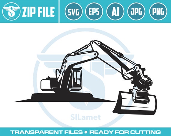 excavator svg, excavator silhouette, digger svg, construction svg, excavator clipart, heavy equipment svg, excavator cut file