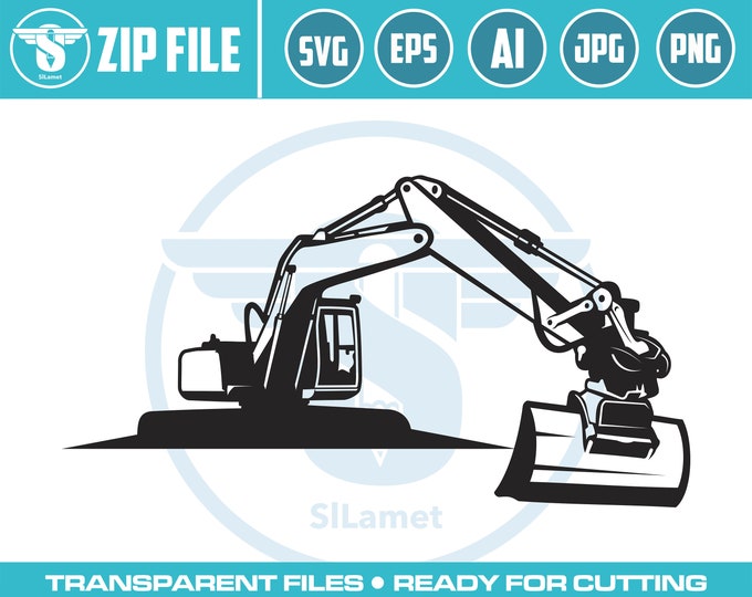 excavator svg, excavator silhouette, digger svg, construction svg, excavator clipart, heavy equipment svg, excavator cut file