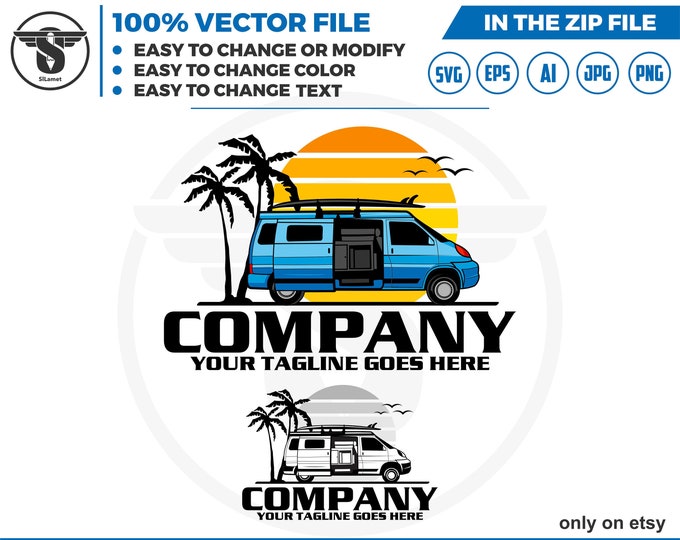 campervan svg, Camper van logo, travel van car, camper van vector isolated logo design