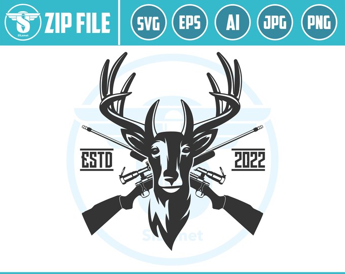 Deer Hunting logo, Deer svg, Deer Hunting svg , Hunting  Instant Download,SVG, PNG, EPS, dxf, jpg digital download Image Cut File for Cricut