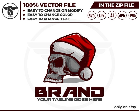 skull wearing santa claus hat svg - skull cap christmas svg - skull cap christmas t-shirt - skull tshirt
