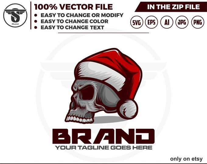 Skull Santa Hat SVG: Christmas T-Shirt Design (Digital Download)