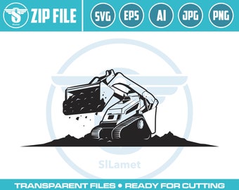 Skid Steer Loader Logo SVG: Heavy Equipment Vector Graphics for cricut (Digital Download)