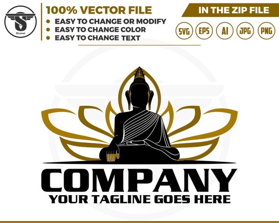 buddha and lotus logo - buddha statue logo -  meditation logo - chakra Meditation - yoga