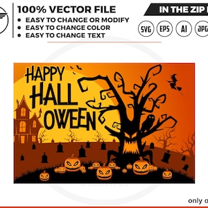 Scary Halloween Tree SVG: Spooky Silhouette Background (Digital Download)
