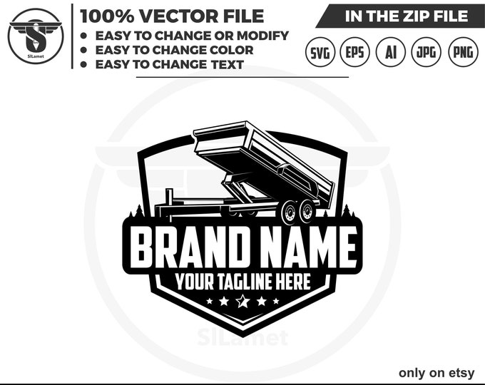 dump trailer silhouette - Bumper Pull Dump Trailer logo - dump trailer logo - trailer towing logo