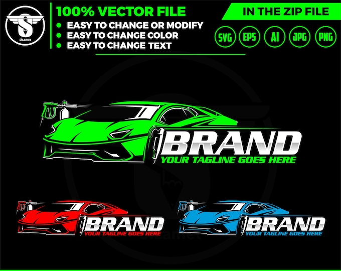 auto detailing car logo template - sport car Detailing Services logo - car wash logo template - car clean logo - luxury detailing logo svg