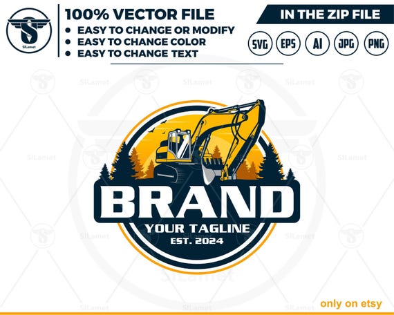 excavator landscap logo -  equipment vehicles logo - heavy equipment svg - excavator landscaping svg