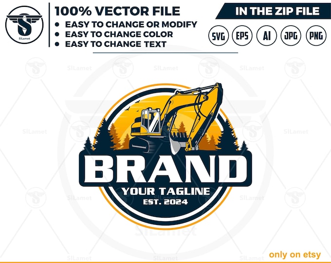 excavator landscap logo -  equipment vehicles logo - heavy equipment svg - excavator landscaping svg