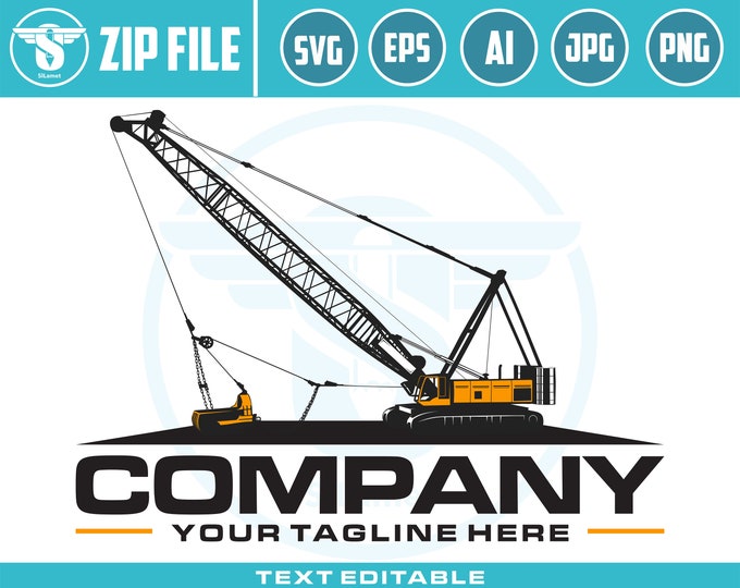 Dragline Excavator logo Svg, Heavy Equipment logo Svg, Dragline Excavator SVG Files, Dragline Excavator SVG, Heavy Equipment  SVG