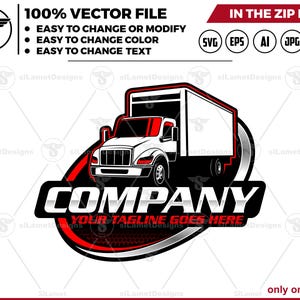 Box Truck Logo Design - Delivery Truck Logo - Cargo Transport logo - Shipping Vehicle Badge - Logistics Truck Branding
