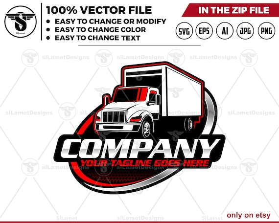 Box Truck Logo Design - Delivery Truck Logo - Cargo Transport logo - Shipping Vehicle Badge - Logistics Truck Branding
