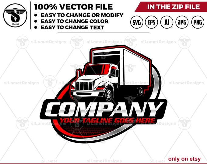 Box Truck Logo Design - Delivery Truck Logo - Cargo Transport logo - Shipping Vehicle Badge - Logistics Truck Branding
