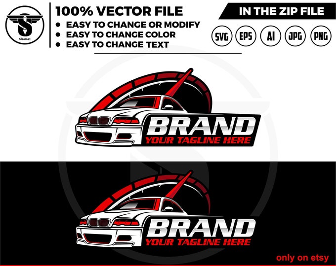 Speed racing car logo -spedometer logo - automotive logo - racing car logo