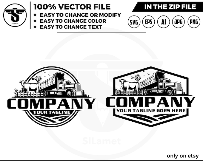 truck and cow logo - farm dump truck logo, farm truck, trucking svg, Trucking Company Logo, Moving Truck, Semi Truck, Truck fram