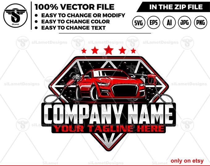 diamond auto detailing - car detailing logo template - Car Detailing Services logo - car wash logo template - car clean logo - diamond wash