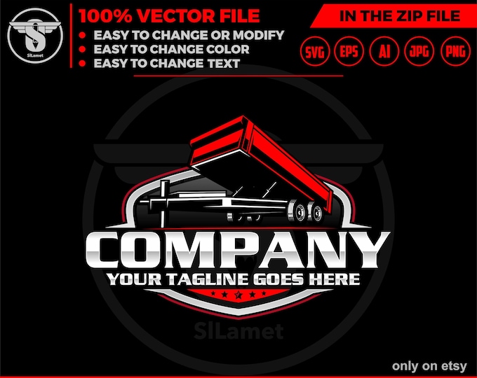 Bumper Pull Dump Trailer logo - dump trailer logo -  trailer towing logo