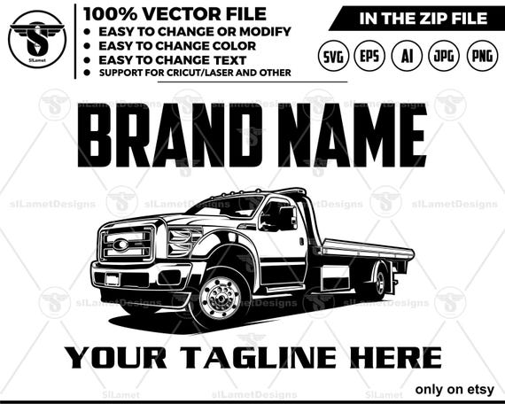 Flatbed pickup svg - pickup towing svg - tow truck svg - tow truck for cutting - tow truck black and white - tow truck silhouette - ford tow