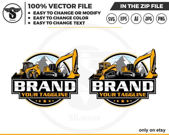 skid steer and excavator logo svg, skid steer Bulldozer logo, skid steer SVG, Wheel Loader Svg, skid steer excavator,mini excavator svg
