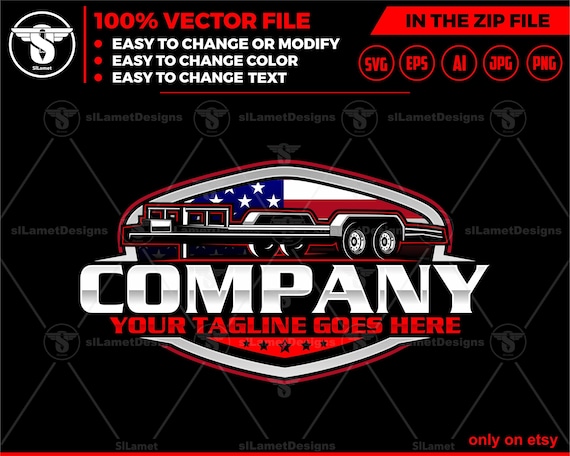 america flatbed trailer logo, flat bed trailer rental logo, trailer rental logo , towing trailer logo, trailer rental logo - hotshot logo