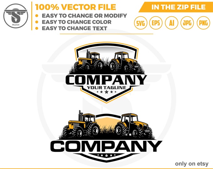 Tractor Farm Logo Template - farm logo- tractor logo - farming tractor logo,