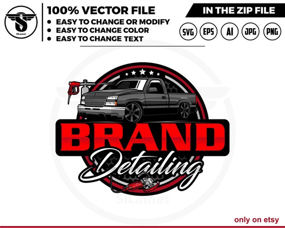 Car wash pickup truck logo template - car wash logo - car wash svg - cleaning car logo - automotive - detailing logo - Silverado paired