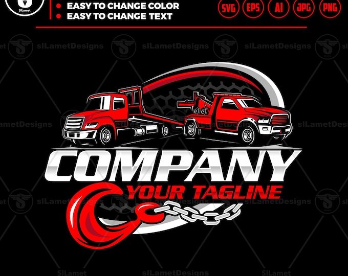 Tow Truck Logo Template: Towing Chain SVG, 18 Wheeler (Digital Download)