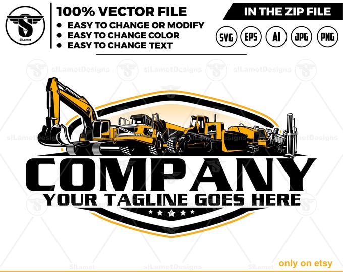 equipment vehicles road logo, heavy equipment road svg, road repair equipment logo, big dump truck, bulldozer, Vermeer Drills, excavator