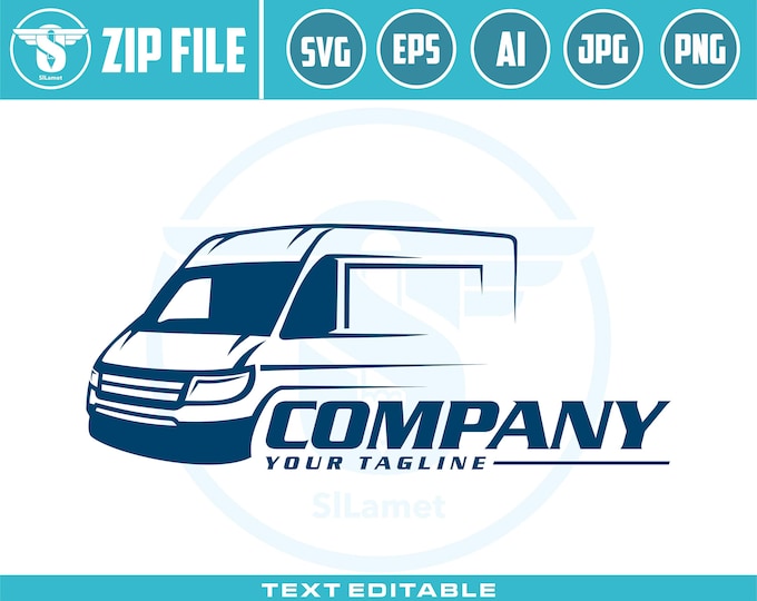 Delivery Van Cargo Logo: Logistics Transport Shipping Vector Designs (SVG, EPS, PNG)